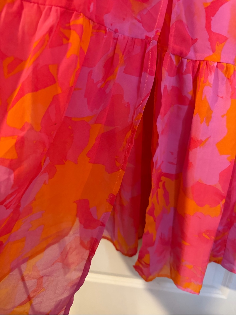 Hailey & co tangerine Vibrant Pink & Orange Floral Maxi Dress S rayon garden - Picture 4 of 10